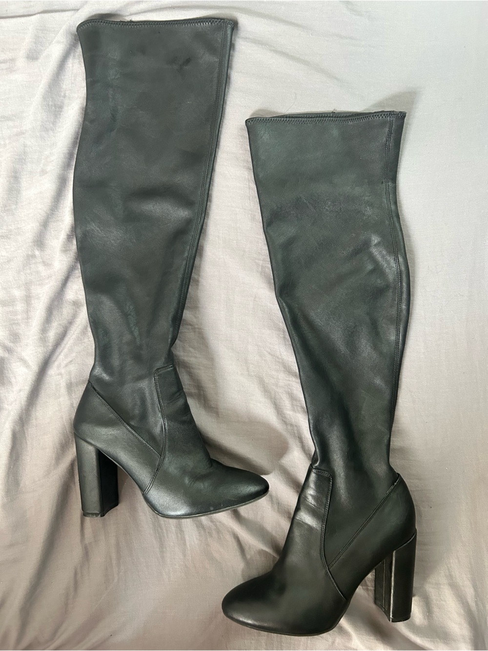 Nina Black Over-The-Knee Block Heel Boots